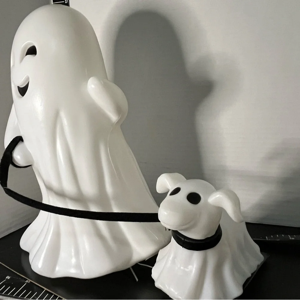 White Ghost and Dog Halloween Decor
